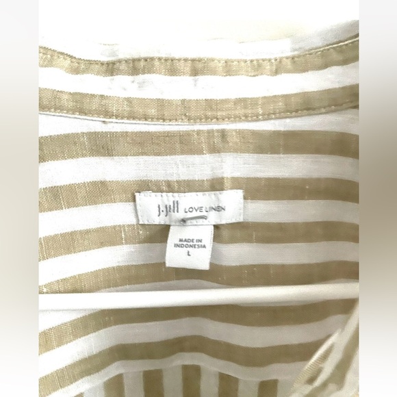 J. Jill , Women’s Linen tan and white Striped Button-Up Shirt Size Large. - Picture 6 of 7